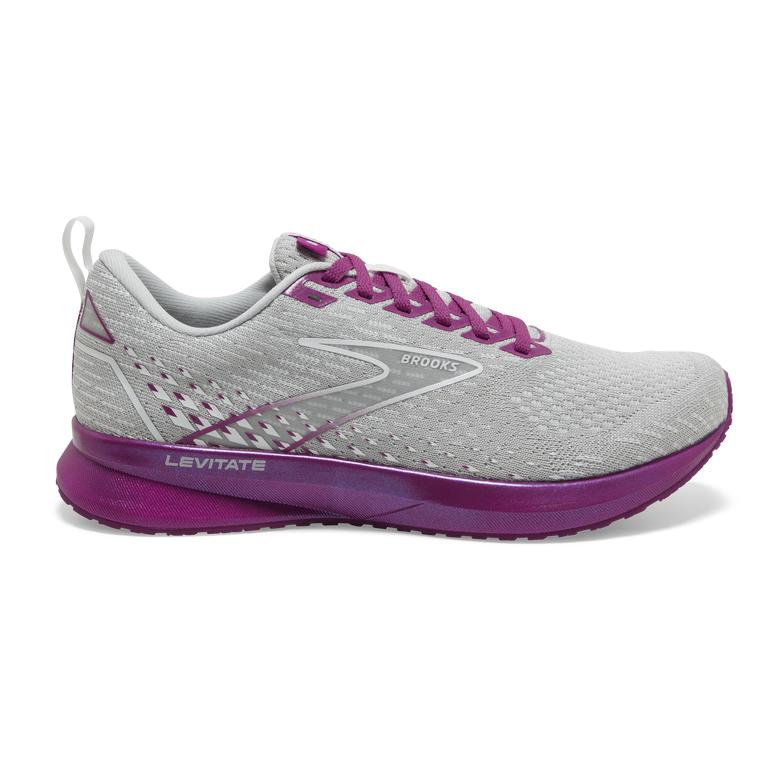 Brooks Levitate 5 Women's Road Running Shoes - Grey/Lavender Purple/Baton Rouge (42718-DNIF)